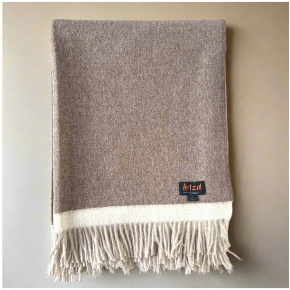 ARTZNL 100% Baby Alpaca ECO Throw Undyed Blanket Large Brown All Season Luxury - Picture 10 of 12